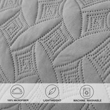 3 Piece Dark Grey Daybed Cover Set Twin Reversible Cozy Daybed Bedding Sets Double Sided Quilting Bedspread Coverlet Geometric Print Day Bed Cover All Season for Twin Bed with 2 Standard Shams,39"x75 - Dark Grey - View 6