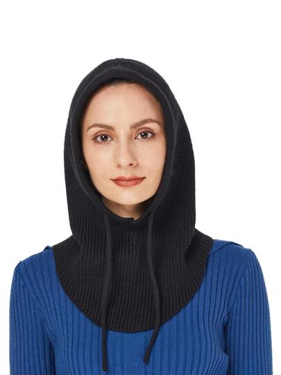 قبعة حوض ذات غطاء رأس ووشاح من الصوف الشبيه بالكشمير للنساء , تحتوي على ربطة عنق، حماية للأذن والوجه، قبعة رياضية دافئة محبوكة مناسبة لمختلف الملابس