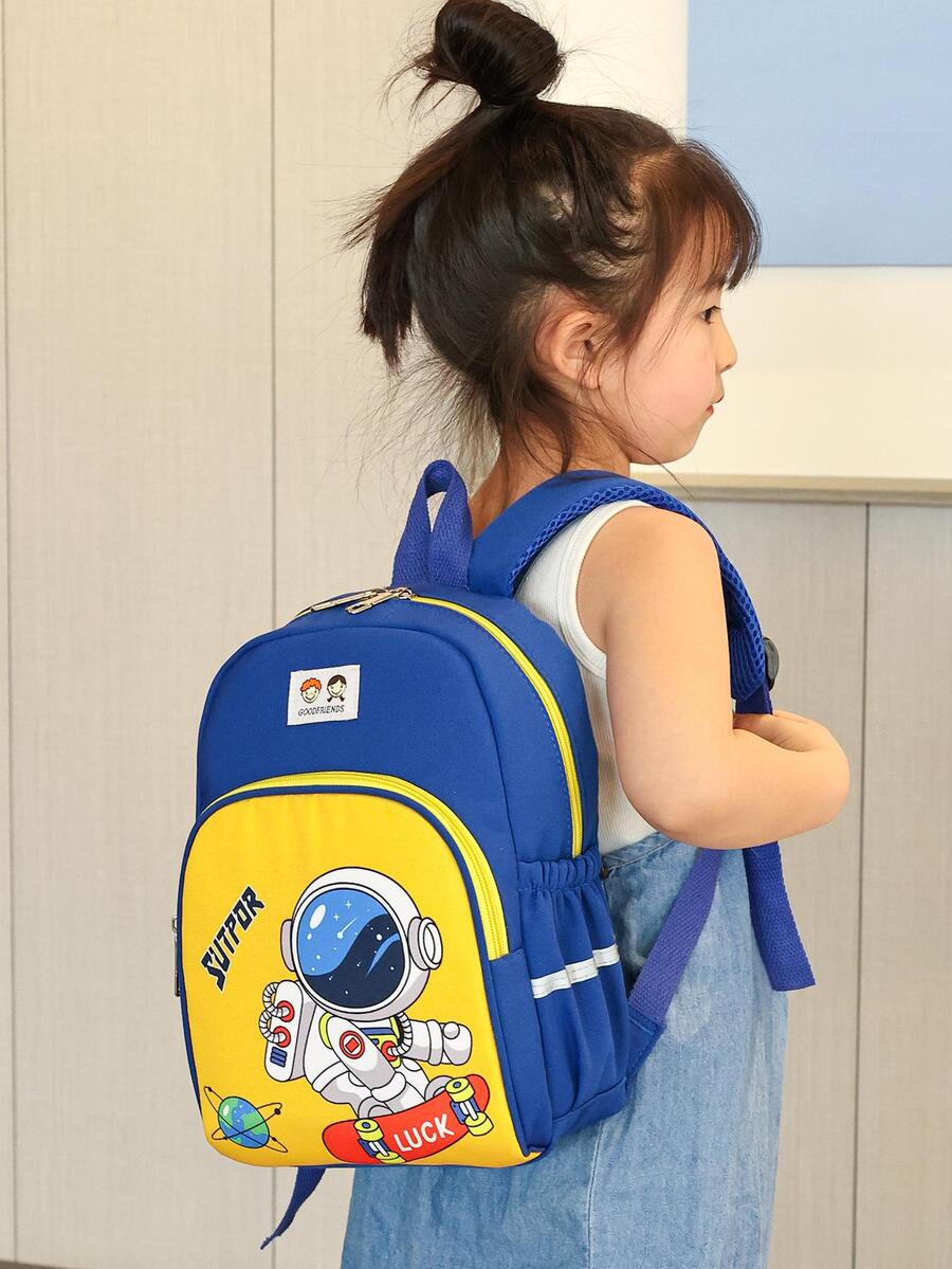 Niños Mochila clásica cosmonauta & con estampado de letra correa ajustable adorno cremallera dulce - Multicolor - Ver 1