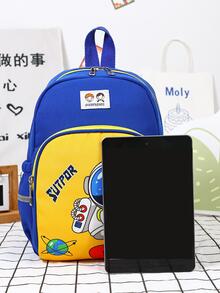 Niños Mochila clásica cosmonauta & con estampado de letra correa ajustable adorno cremallera dulce - Multicolor - Ver 7