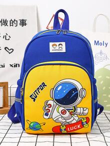 Niños Mochila clásica cosmonauta & con estampado de letra correa ajustable adorno cremallera dulce - Multicolor - Ver 9