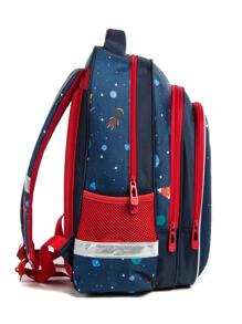 Mochila para niños de gran capacidad con diseño de astronauta de unicornio con temática espacial de 17 pulgadas con estampado de corazón y torre Eiffel, protección liviana y para la columna vertebral, mochila escolar de cubierta dura para estudiantes de primaria y secundaria - Azul - Ver 3