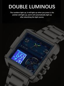LIGE Hombres 1 pieza Reloj digital plata de acero inoxidable con tira negocio impermeable cuadrado esfera , para decoración diaria - Plateado - Ver 8