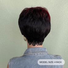 Ngắn Đỏ  Tóc giả Tóc mái Chống nóng Sợi tổng hợp Đỏ  Pha trộn Đen Tóc giả Đối với phụ nữ - Nhiều màu - Xem 4