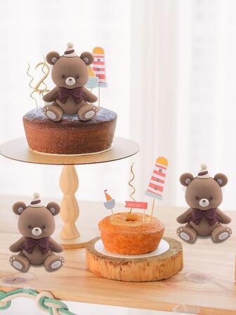 1入組熊設計蛋糕裝飾