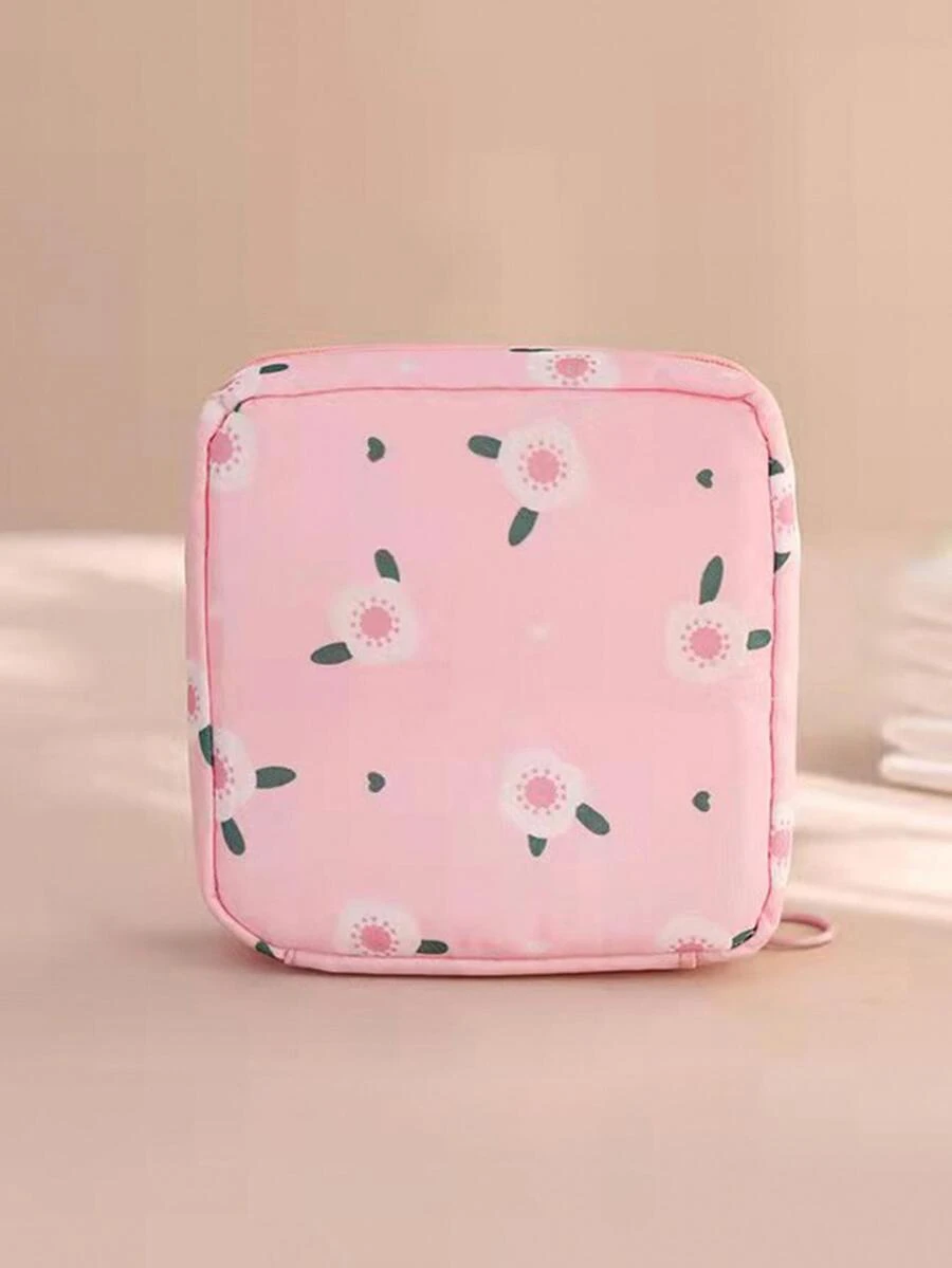 1pc Cartoon Print Sanitary Pad Storage Bag - Pink - View 1
