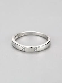 A簡約風訂婚戒指婚戒適合女士S925純銀定情戒指永恆戒指精細首飾類禮品 - 銀色 - 查看 4