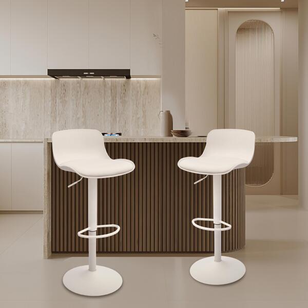 Modern Design Bar Stools Set of 2,with Adjustable Height and 360°Swivel, Ergonomic Streamlined