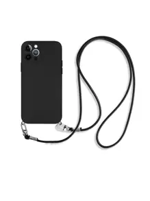 斜挎皮绳防震软壳保护套，兼容、小米、华为、三星S23等机型，女士款，国际版，非国内版 - 黑色 - 查看 1