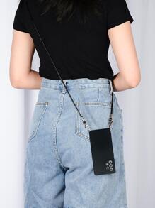 斜挎皮绳防震软壳保护套，兼容、小米、华为、三星S23等机型，女士款，国际版，非国内版 - 黑色 - 查看 3