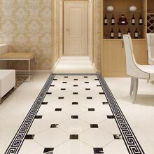 1PC 10*200Cm Họa Tiết Hình Học Đường Eo Tự Dính Chống Thấm Nước Có Thể Tháo Rời Tường Biên Giới Dán Trang Trí Nhà Cửa - Đen và trắng - Xem 4