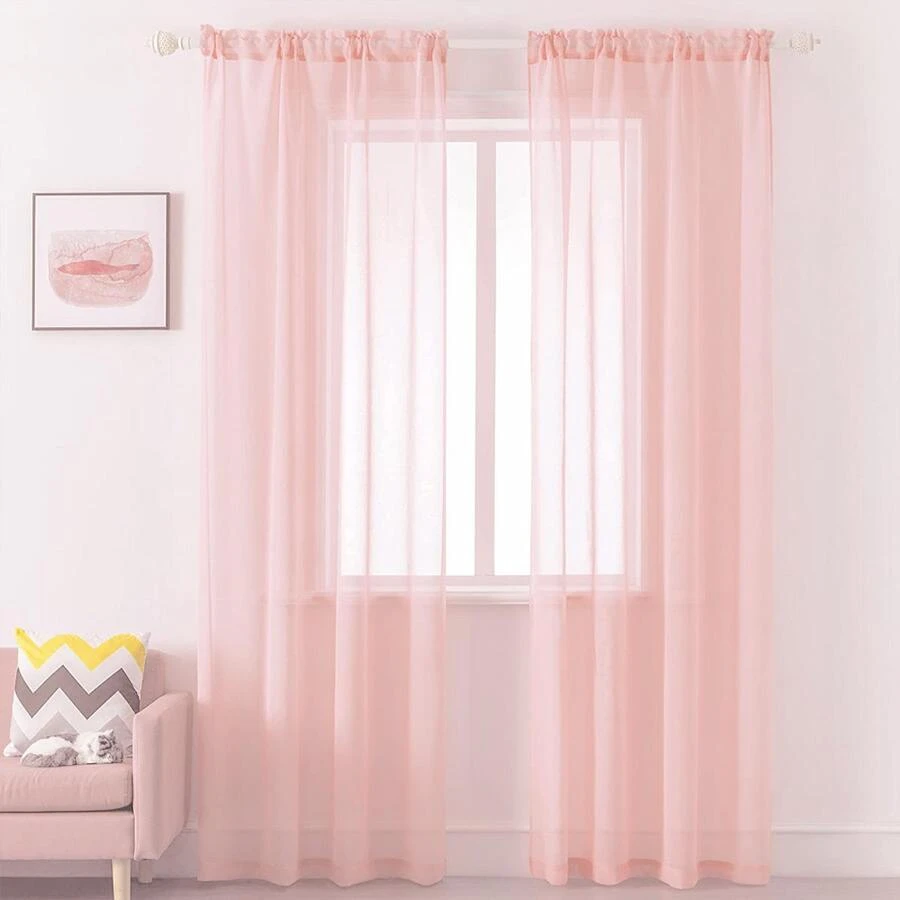 قطعة واحدة ستارة زهرية شفافة بخيوط زهرية ثابتة بجيب للعصا