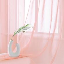 قطعة واحدة ستارة زهرية شفافة بخيوط زهرية ثابتة بجيب للعصا