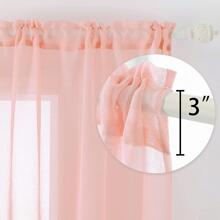 قطعة واحدة ستارة زهرية شفافة بخيوط زهرية ثابتة بجيب للعصا