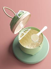 1pc Random Color Portable Milk Powder Container, Airtight Infant Food Storage Box With Compartments For Outside