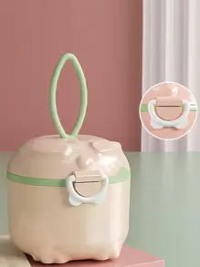 1pc Random Color Portable Milk Powder Container, Airtight Infant Food Storage Box With Compartments For Outside