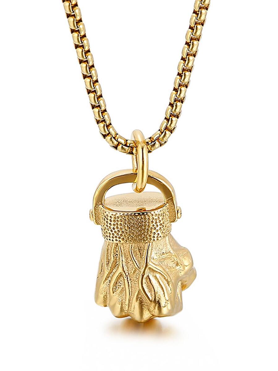 1 Piece Newest Style Punk Hip Hop Style Men Hand Charm Necklace Fist Pendant Necklace For Men Gift - Multicolor - View 1