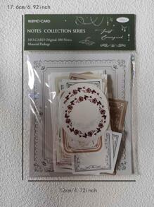 100入組/包復古植物材料紙裝飾拼貼畫記事本 - 彩色 - 查看 5