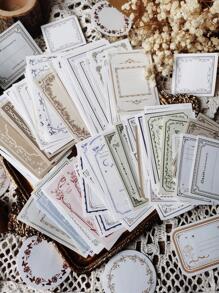 100入組/包復古植物材料紙裝飾拼貼畫記事本 - 彩色 - 查看 1