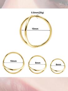 DAILI 6pcs/Set Nose Ring Minimalist Double Nose Ring For Single Piercing For Women For Body Decoration - Yellow Gold - View 4