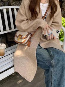 New Color-Block Saddle Bag Shoulder Crossbody Bag, Vintage Style Versatile Underarm Small Bag