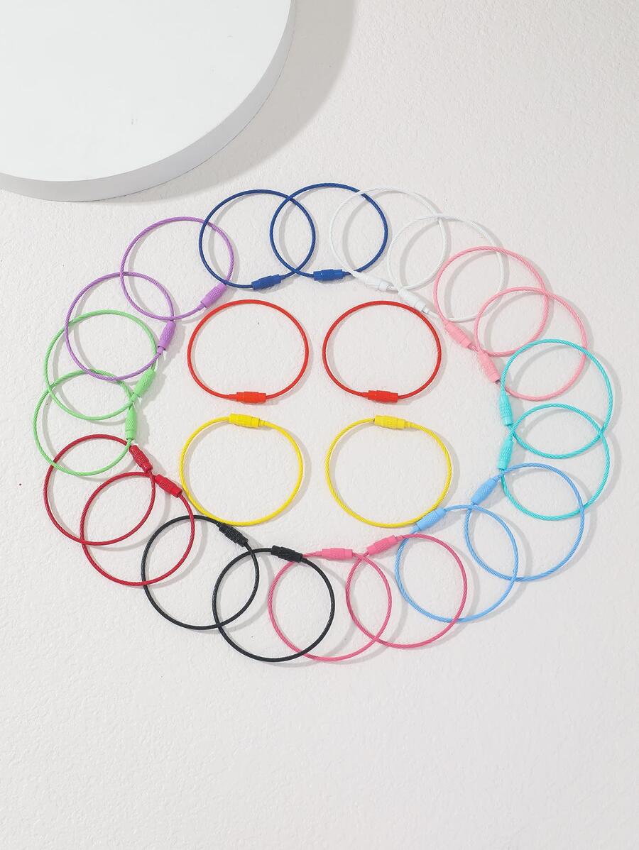 24 Chiếc Ngẫu Nhiên Nữ Nhiều Màu Sắc Tráng Men Dây Thép Dây Màu Kẹo Móc Chìa Khóa Tự Làm Khóa Chìa Khóa phụ Kiện Phối Màu - Nhiều màu - Xem 1