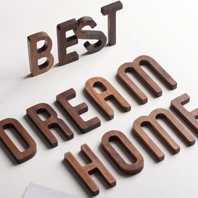 SunIndex 1pc Black Walnut Wall English Wooden Letters Numbers DIY Free Combination Wooden Decor Cafe Bar Home Decoration Best Gifts Birthday