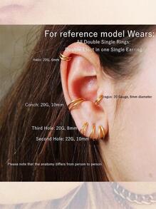 DAILI 6pcs/Set Nose Ring Minimalist Double Nose Ring For Single Piercing For Women For Body Decoration - Yellow Gold - View 11