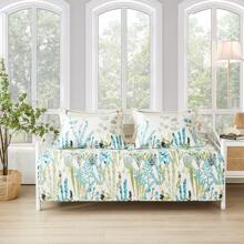 3 Piece Daybed Cover Set Twin Reversible Cozy Daybed Bedding Sets Double Sided Quilting Bedspread Coverlet Floral Printed Day Bed Cover All Season for Twin Bed with 2 Standard Shams,39"x75 - Green - View 1
