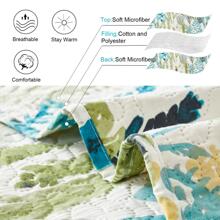 3 Piece Daybed Cover Set Twin Reversible Cozy Daybed Bedding Sets Double Sided Quilting Bedspread Coverlet Floral Printed Day Bed Cover All Season for Twin Bed with 2 Standard Shams,39"x75 - Green - View 3