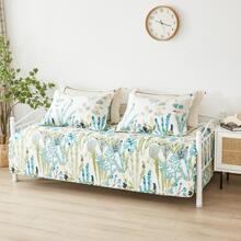 3 Piece Daybed Cover Set Twin Reversible Cozy Daybed Bedding Sets Double Sided Quilting Bedspread Coverlet Floral Printed Day Bed Cover All Season for Twin Bed with 2 Standard Shams,39"x75 - Green - View 2