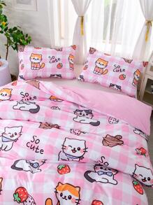 3pcs Cartoon Pattern Duvet Cover Set (1 Duvet Cover And 2 Pillowcases) Modern Home Textile Bedding Set - Multicolor - View 6