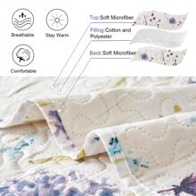 3 Piece Daybed Cover Set Twin Reversible Cozy Daybed Bedding Sets Double Sided Quilting Bedspread Coverlet Floral Printed Day Bed Cover All Season for Twin Bed with 2 Standard Shams,39"x75 - 紫色 - 查看 3