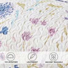 3 Piece Daybed Cover Set Twin Reversible Cozy Daybed Bedding Sets Double Sided Quilting Bedspread Coverlet Floral Printed Day Bed Cover All Season for Twin Bed with 2 Standard Shams,39"x75 - 紫色 - 查看 6