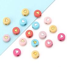 100pcs/set Random Heart Shaped Detailed Beads For Diy Jewelry Making, Bracelet, Necklace, Earring - Multicolor - View 2