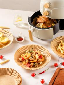 50 件/套空气炸锅烘焙纸垫，适用于烘烤面包、鸡翅、炸鸡、家用空气炸锅烹饪 - 咖啡棕 - 查看 9