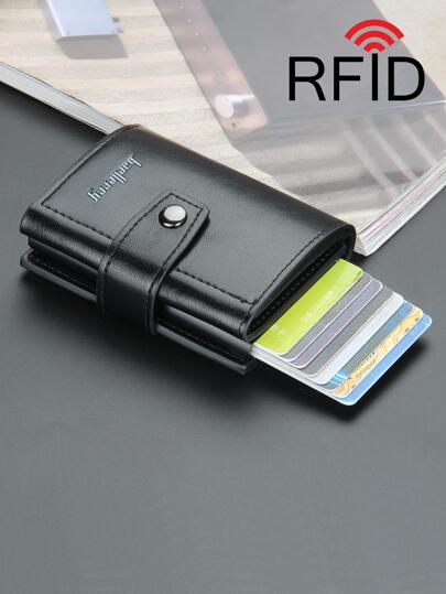 محفظة بطاقات ، حامل بطاقة الائتمان قطعة واحدة مزود بحماية RFID، محفظة ذكية معدنية ألمنيوم بتصميم بسيط للرجال والنساء