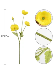 10Pcs Artificial Poppy Silk Flowers For Home Decor, Blue Poppy Flowers Artificial Faux Poppy Flower Stems Silk Flowers For Home Decor Bouquet Wedding Party Table Centerpiece Arrangement For Wedding Decoration, Valentine'S Day Decor, Birthday Decor, Anniversary Decor, Holiday Decor, Graduation Decoration, Party Decor Supplies - Yellow - View 8