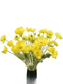 10Pcs Artificial Poppy Silk Flowers For Home Decor, Blue Poppy Flowers Artificial Faux Poppy Flower Stems Silk Flowers For Home Decor Bouquet Wedding Party Table Centerpiece Arrangement For Wedding Decoration, Valentine'S Day Decor, Birthday Decor, Anniversary Decor, Holiday Decor, Graduation Decoration, Party Decor Supplies - Yellow - View 7