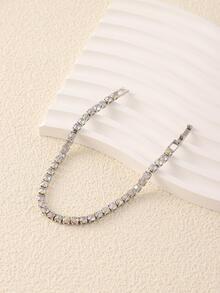 1 Máy Tính Thời Trang Nhiều Màu Sắc Đính Đá Cubic Zirconia Vòng Tay Hàng Đơn 4Mm Tròn Full Kim Cương Bóng Dây Chuyền Trang Sức - Nhiều màu - Xem 2