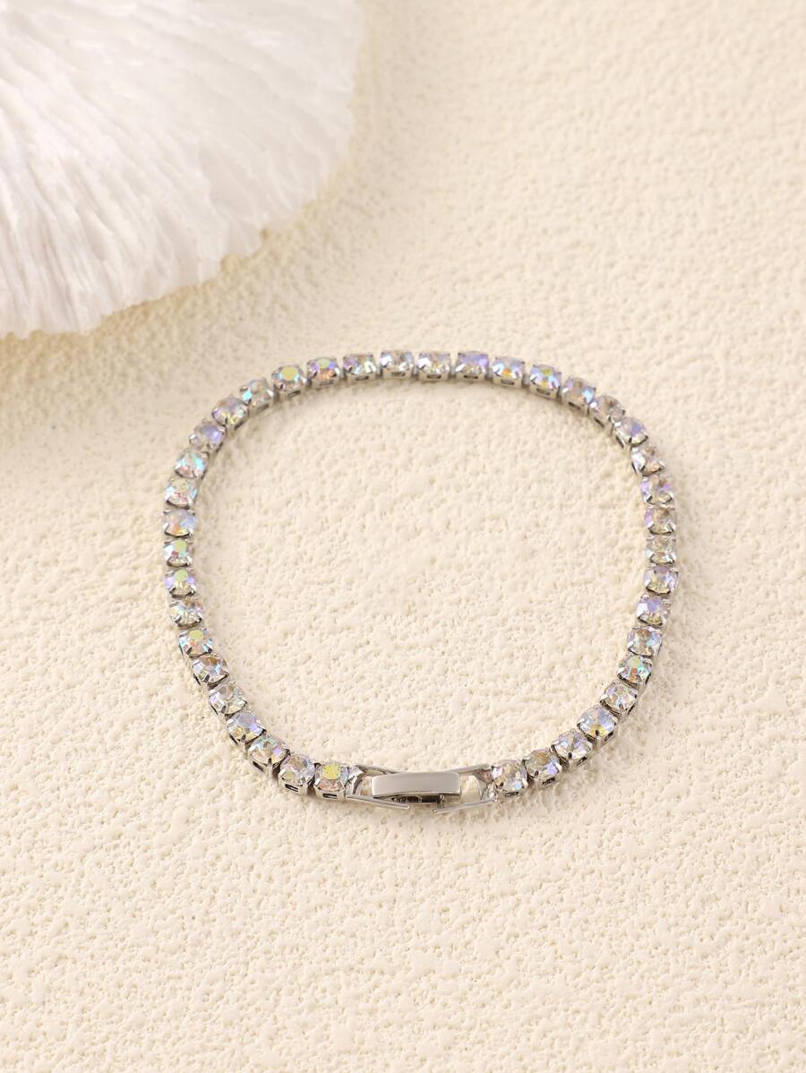 1 Máy Tính Thời Trang Nhiều Màu Sắc Đính Đá Cubic Zirconia Vòng Tay Hàng Đơn 4Mm Tròn Full Kim Cương Bóng Dây Chuyền Trang Sức - Nhiều màu - Xem 1