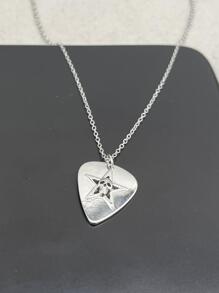 1 PC Thời Trang Unisex Retro Giọt Nước, Pentagram Và Đầu Lâu Mặt Dây Chuyền Vòng Cổ Dựa Trên Phong Cách Âu Mỹ - Màu Bạc Cổ - Xem 3