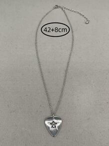 1 PC Thời Trang Unisex Retro Giọt Nước, Pentagram Và Đầu Lâu Mặt Dây Chuyền Vòng Cổ Dựa Trên Phong Cách Âu Mỹ - Màu Bạc Cổ - Xem 4