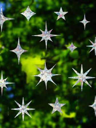 6pcs/Set Star & Sun Dreamcatcher & Bird Shaped Anti-Collision Window Clings, Stickers, Wall Decal, Vinyl Decal For Home Decorations, Spring Decoration Items Refresh Your Home, Festival Decoration Stickers Gifts Birthday Graduation