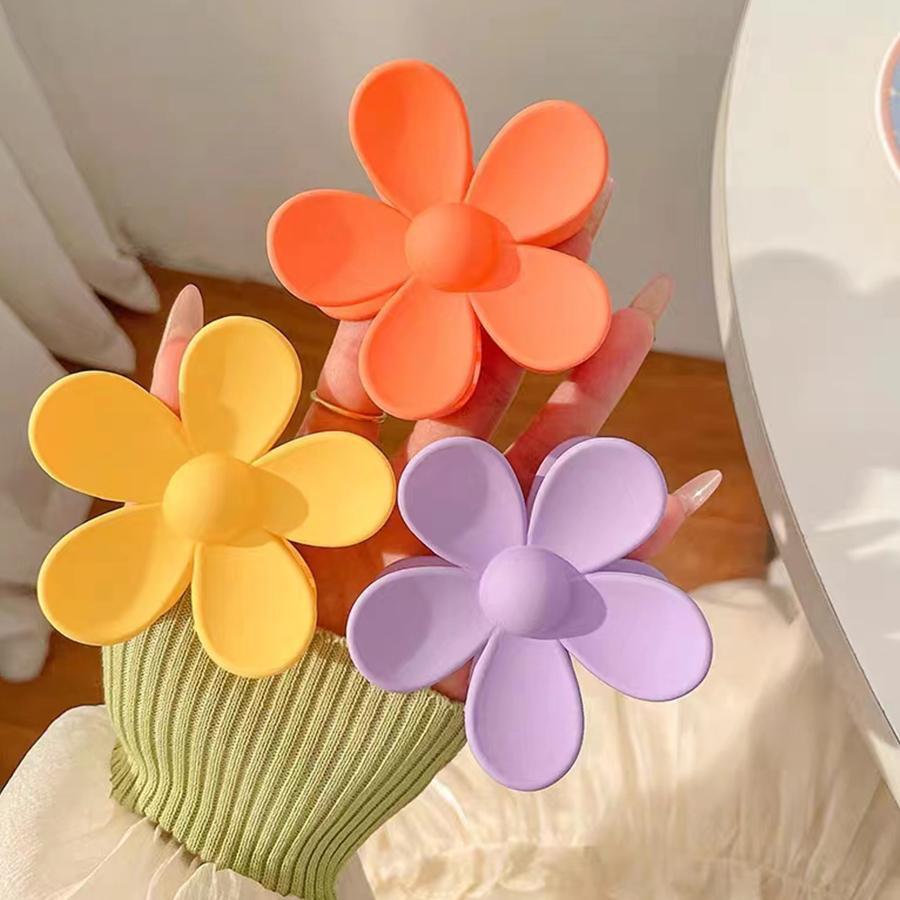 3入組/套甜美風花朵設計髮爪夾適用於夏天髮型 - 彩色 - 查看 1