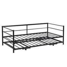MERAX Twin Size Metal Daybed With Adjustable Trundle, Pop Up Trundle - Black - View 5