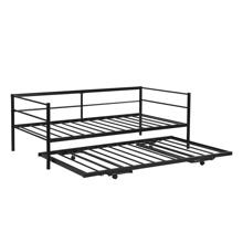 MERAX Twin Size Metal Daybed With Adjustable Trundle, Pop Up Trundle - Black - View 7