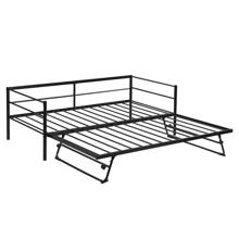 MERAX Twin Size Metal Daybed With Adjustable Trundle, Pop Up Trundle - Black - View 8