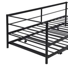 MERAX Twin Size Metal Daybed With Adjustable Trundle, Pop Up Trundle - Black - View 10