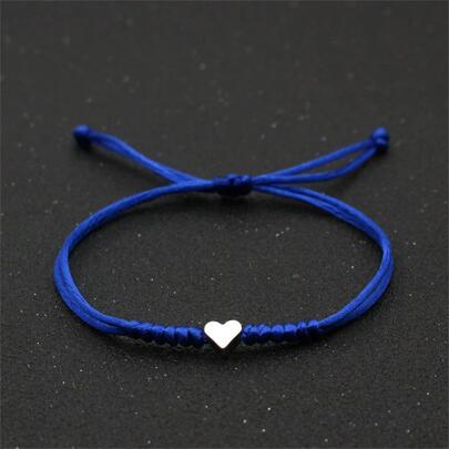 Zilveren Hartvormige Koppel Armband, Rode Draad Geweven Armband, Eenvoudige & Veelzijdige Kleine Sieraden Valentijnsdag,Mama,Moeder,Moederdag,Geschenk